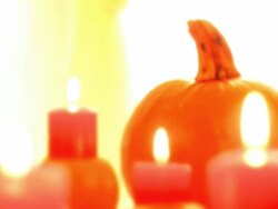 Halloween & Thanksgiving Pumpkins Candles Background - Medium Shot Stock Footage
