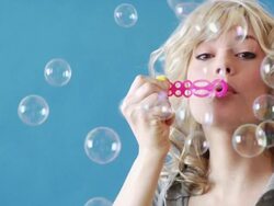 Pink Bubble Girl Stock Footage