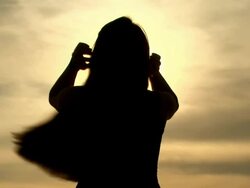 Woman enjoying at sunset Stock Footage