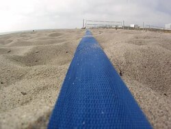  CU  SLO MO Volleyball hitting line / Redondo Beach, California, United States Stock Footage