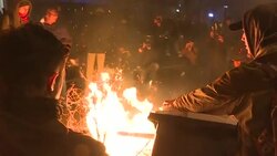 CLEAN : Protesters gather near Nation at the end of the march against government pension reform News Clip