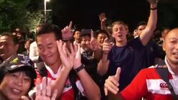 CLEAN : Fans react to the rugby WC final as they leave the stadium in Japan News Clip
