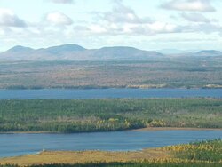 WS ARIEAL View of Chestnuhook lake / Maine, United States Stock Footage
