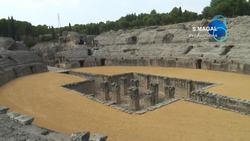 Spain, Italica Roman Amphitheatre Stock Footage