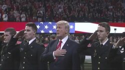 Trump sings national anthem at college football game Instructional Video