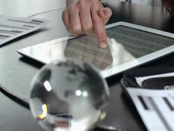 Woman uses a tablet for business Stock Footage