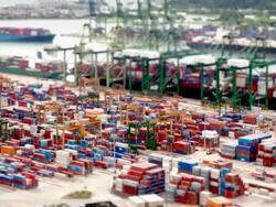Harbor Docks and Shipping Containers Stock Footage