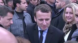 CLEAN : Emmanuel Macron welcomed by crowds in Amiens News Clip