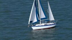 A sailboat sails on the Mississippi River. Stock Footage