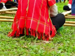 Traditional dance with native bamboo stick Stock Footage
