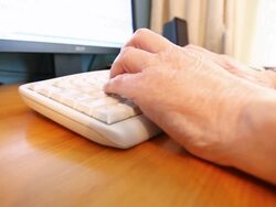Senior Man Typing Stock Footage