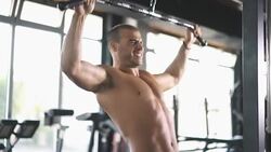 Lat pull down exercise at gym, 4k. Stock Footage