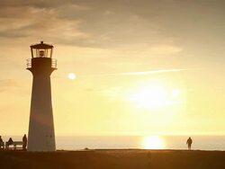 Lighthouse in the sunset Stock Footage