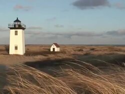 Lighthouse and Beach Grass Stock Footage