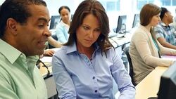 Diverse business professionals attend continuing education training Stock Footage