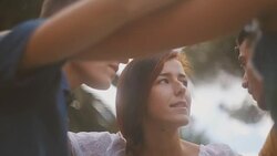 Unity oath embrace in circle with friends Stock Footage