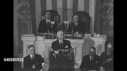 US Secretary of State Hull addresses Congress in Washington, DC, during World War II News Clip