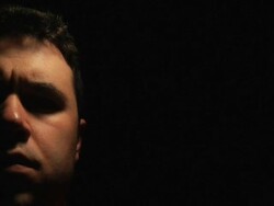 man face closeup left side shaking head no Stock Footage