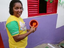 People Paint Brazilian Colours Ahead Of The 2014 FIFA World Cup Stock Footage