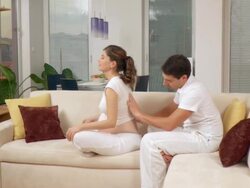 HD DOLLY: Pregnant Woman Getting A Massage Stock Footage