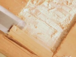 CU Shot of Wood chisel chiseling wood / Los Angeles, California, United States Stock Footage