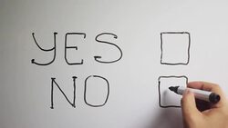 Hand writing title 'YES NO' on white board Stock Footage