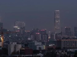 T/L Beijing Guomao International Trade Center CBD Stock Footage