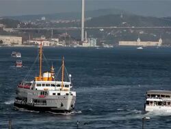 PASSENGER FERRIES ON BOSPHORUS Stock Footage