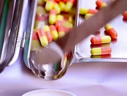 Counting tablets medicine Stock Footage