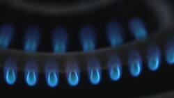 A wooden match ignites a gas burner. Stock Footage