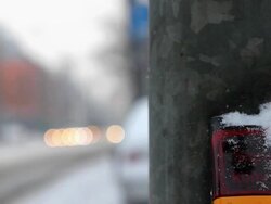 Traffic lights in winter, Germany Stock Footage
