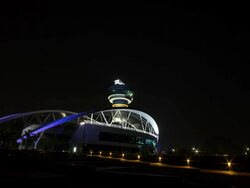 Night view of the Gangcheon-bo(a reservoir for irrigation) Stock Footage