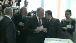CLEAN: Putin's leading rival, communist Zyuganov, votes in Russia poll News Clip