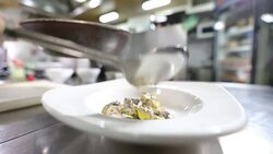 Decorating food in a plate Stock Footage