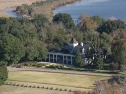 MS AERIAL Shot of Magnolia Plantation and Gardens / South Carolina, United States Stock Footage