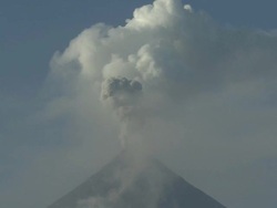 Volcano erupts and explodes large cloud of ash and steam, Philippines, Dec 2009 Stock Footage