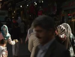 MS Pedestrians walking on busy street / Istanbul,Turkey Stock Footage