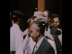 SYND 7 6 75 PRESIDENT SADAT TOURS CANAL ANd SHIPS SAILING THROUGH News Clip