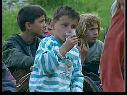 Albania - Kosovan refugees/Aid Red Cross News Clip