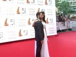 Jason Priestley and Naomi Lowde-Priestley at the 51st Monte-Carlo Television Festival - 2011 Golden Nymph Awards at Monte-Carlo . (Footage by WireImage Video/Getty Images Entertainment Video) Stock Footage