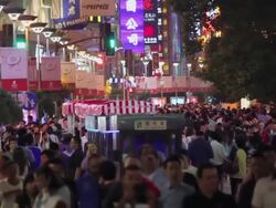 MS Crowds on Nanjing Road / Shanghai,  China Stock Footage