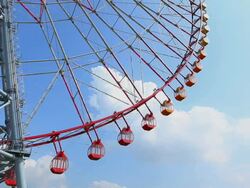 CU Turning ferris wheel in Kasai / Kouto, Tokyo, Japan Stock Footage