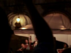 MH TD R/F Person Taking Photo of Band Performing at Night / Venice, Italy Stock Footage