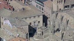 Huesca Cathedral  - Aerial View - Aragon, Huesca, Spain Stock Footage