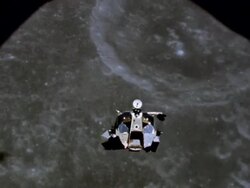Apollo 17 Lunar Module above moon surface Stock Footage