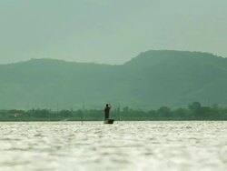 Fishing On Kwan Phayao the Lake Stock Footage