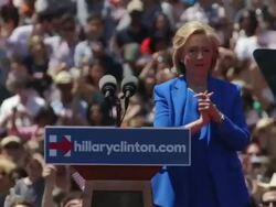 Hillary Clinton Holds Campaign Kick-Off Rally In NYC Stock Footage