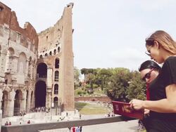 Two girls tourist in Rome Stock Footage