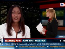 HD: Journalist Reporting Live In Studio Stock Footage