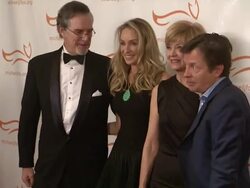 Garry Trudeau, Tracy Pollan Jane Pauley and Michael J. Fox at A Funny Thing Happened on The Way to Cure Parkinsons Stock Footage